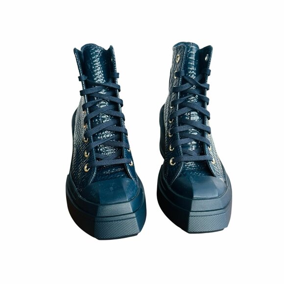 ✨Converse Chuck 70 De Luxe Wedge Platform Leather Sz 11 Women Shoes Blue A10037C - Picture 3 of 9